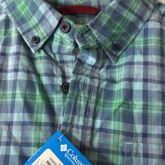 NWT - Columbia Men's Casual Blue and Green Plaid Shirt - Picture 9 of 13